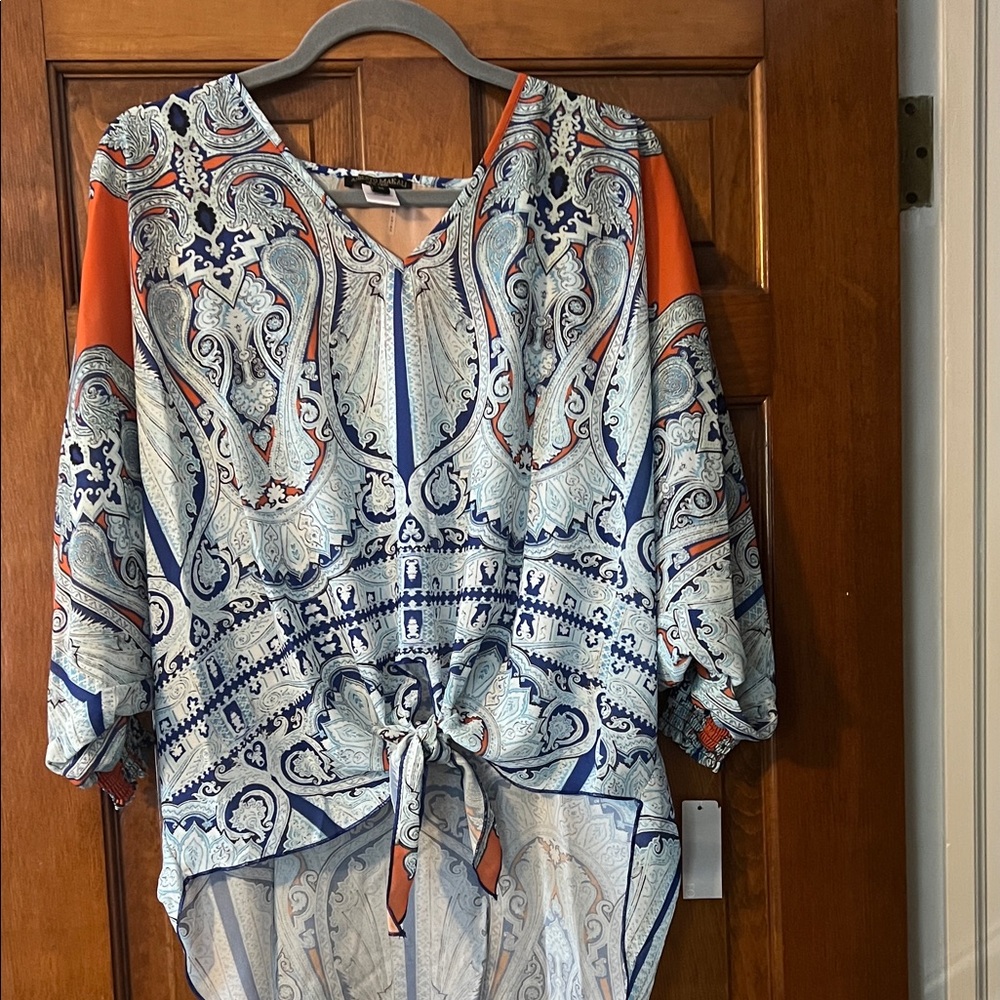 Alberto Makali Blue and Orange Paisley Blouse